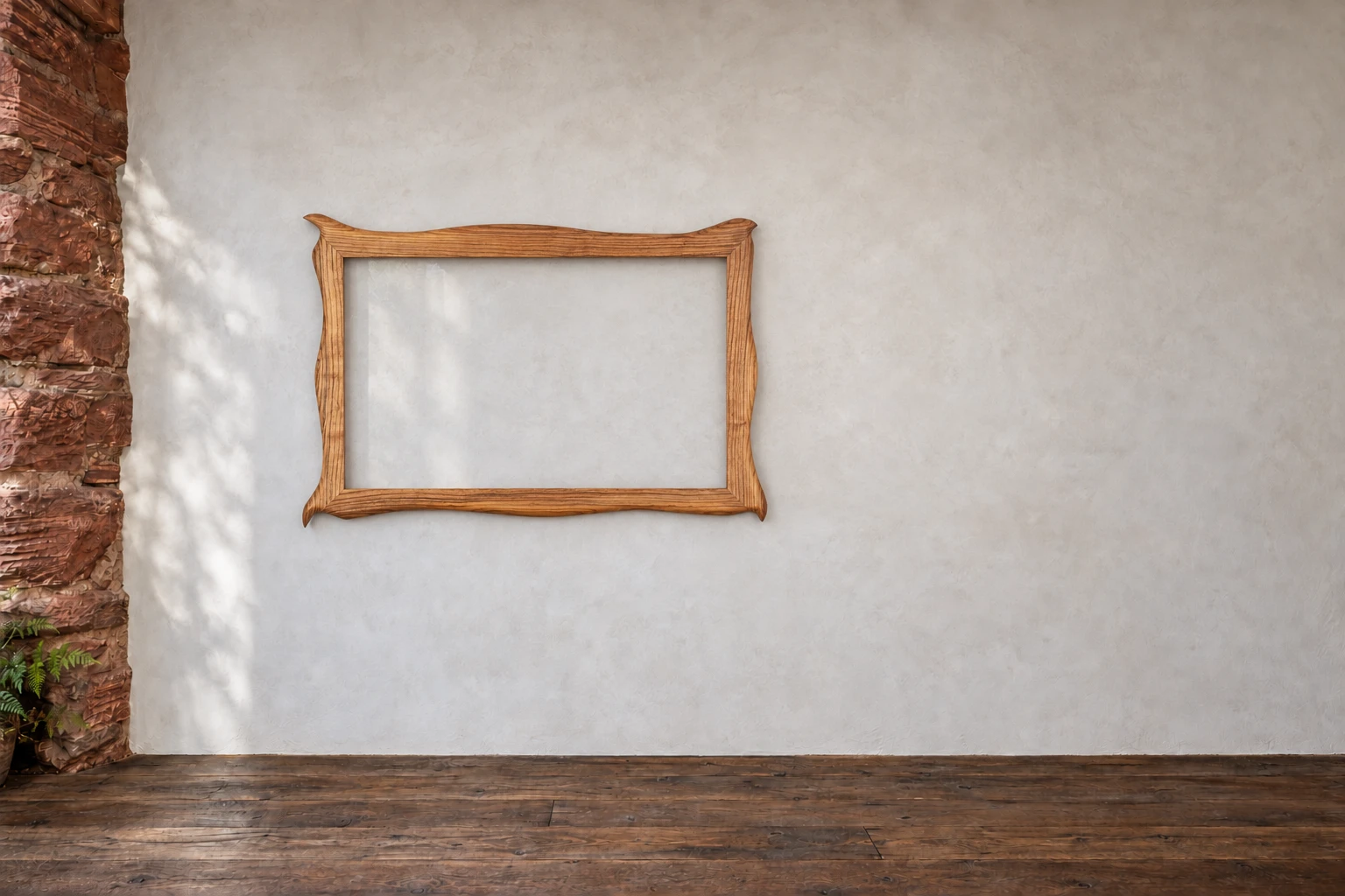 Kirsche · großer Horizont. Für ein großes Bild habe ich diesen Rahmen aus Kirschholz gearbeitet. Die langen, schmalen Seiten lassen der Fotografie oder Zeichnung viel Raum. An der Galeriewand.
